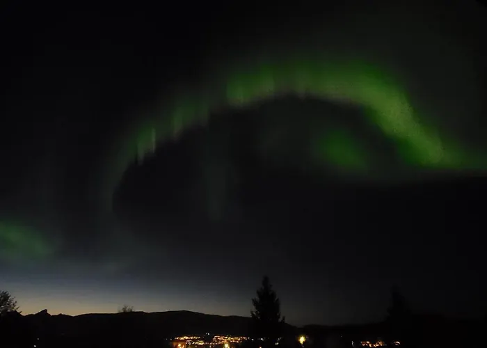 Panoramic Northern Lights On Of Island Tromsø